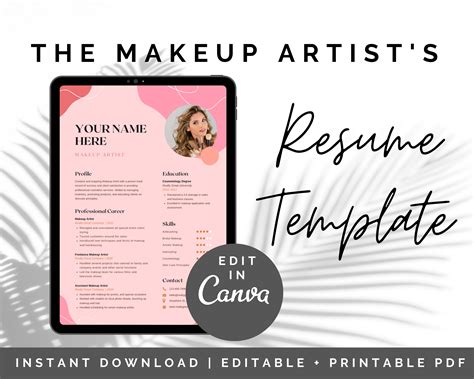 resume template for makeup artist.